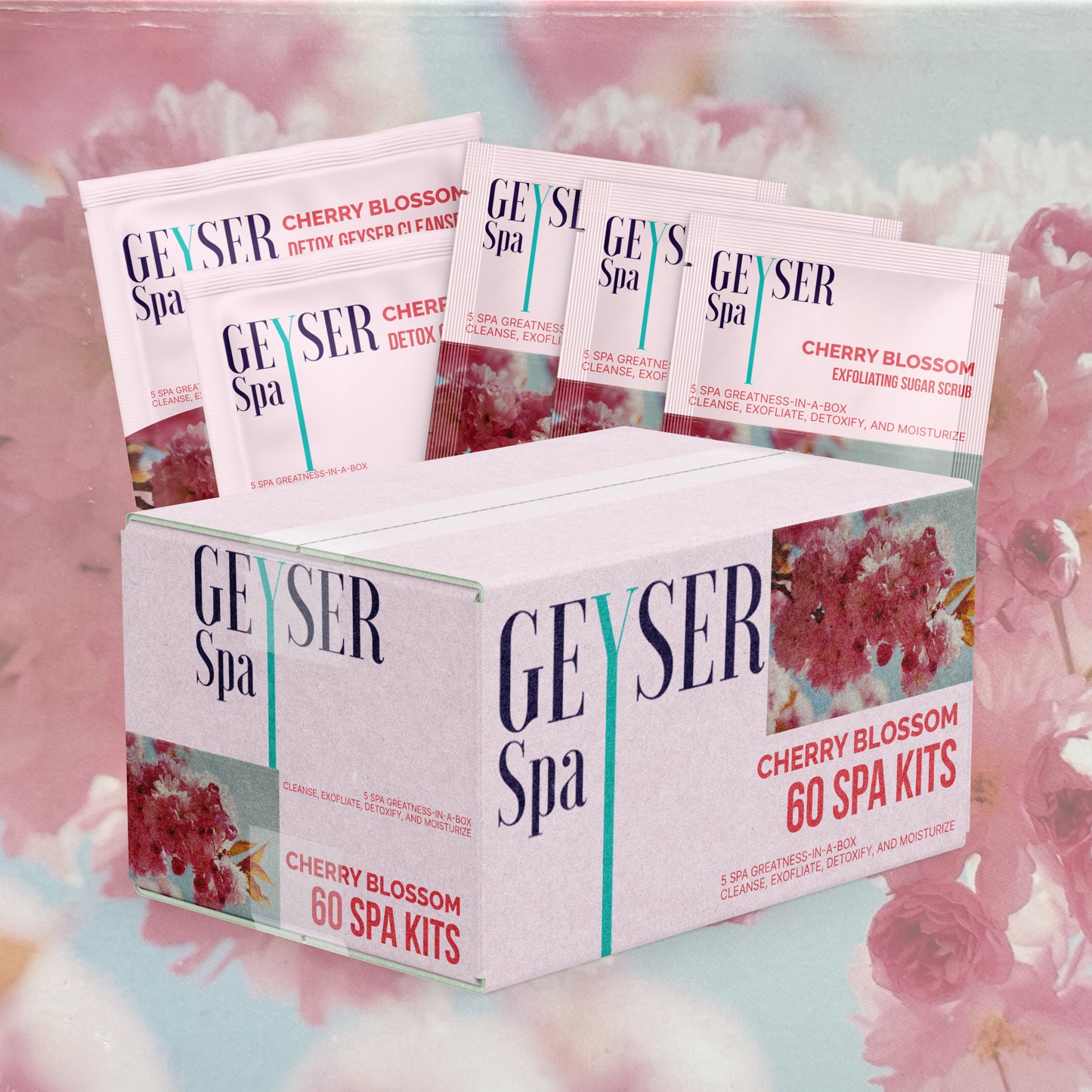 Geyser Spa 5 Step Pedicure Kit Cherry Blossom Case