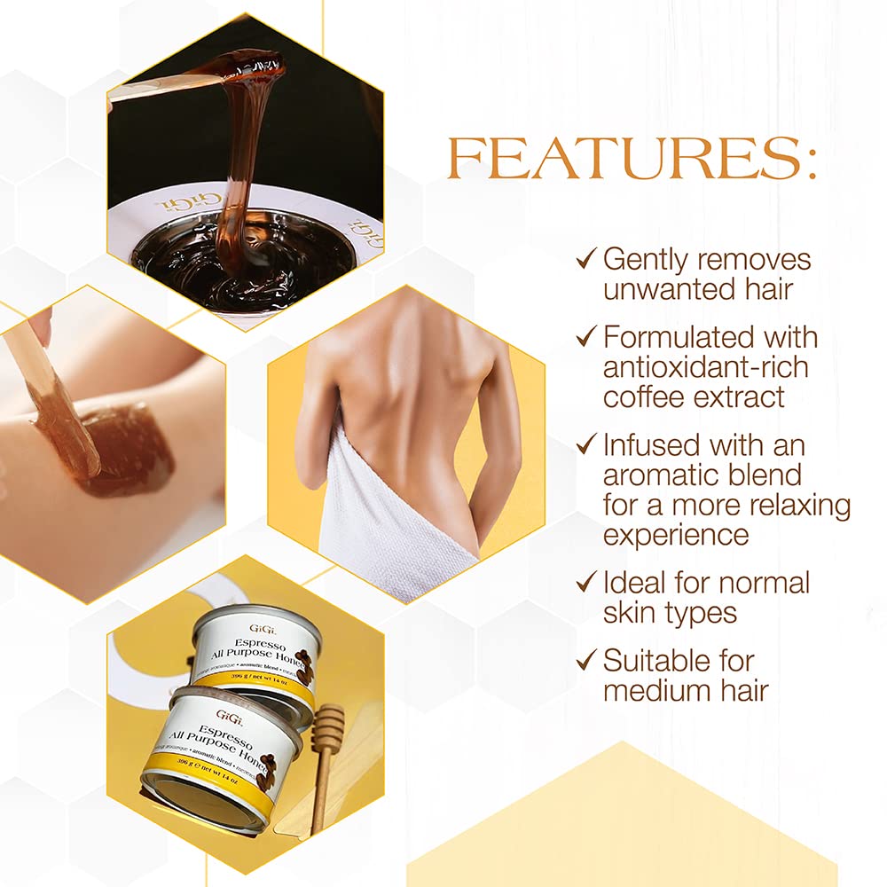 GIGI ESPRESSO INFUSED ALL PURPOSE HONEE WAX (CASE-24 PC)