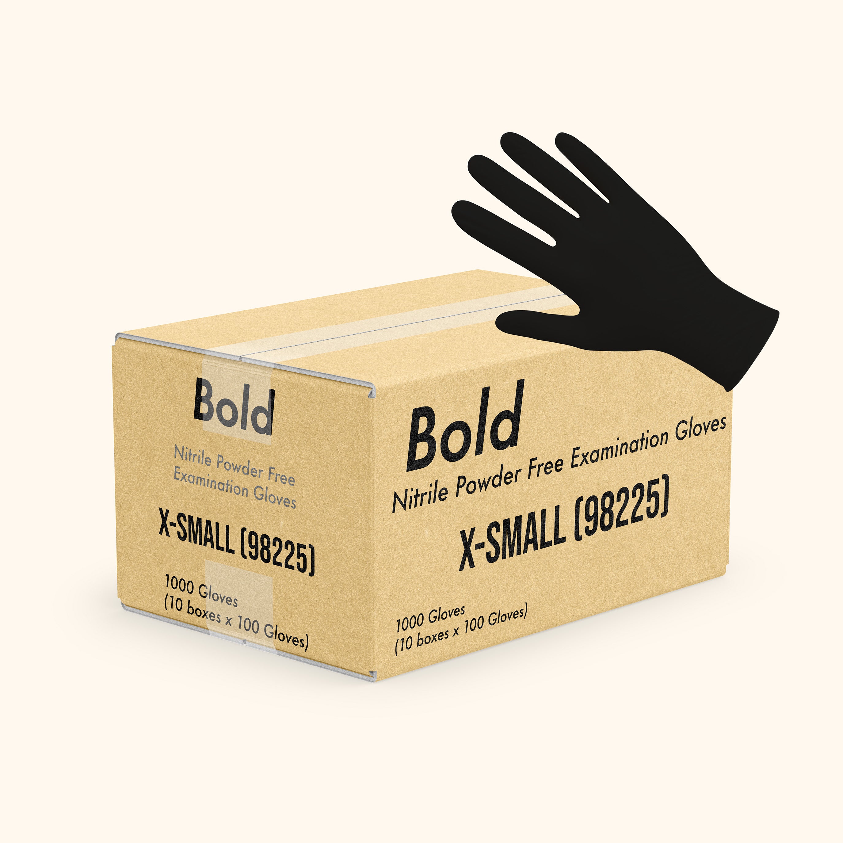 Găng tay khám bệnh màu đen không bột Nitrile BOLD (1000 chiếc)